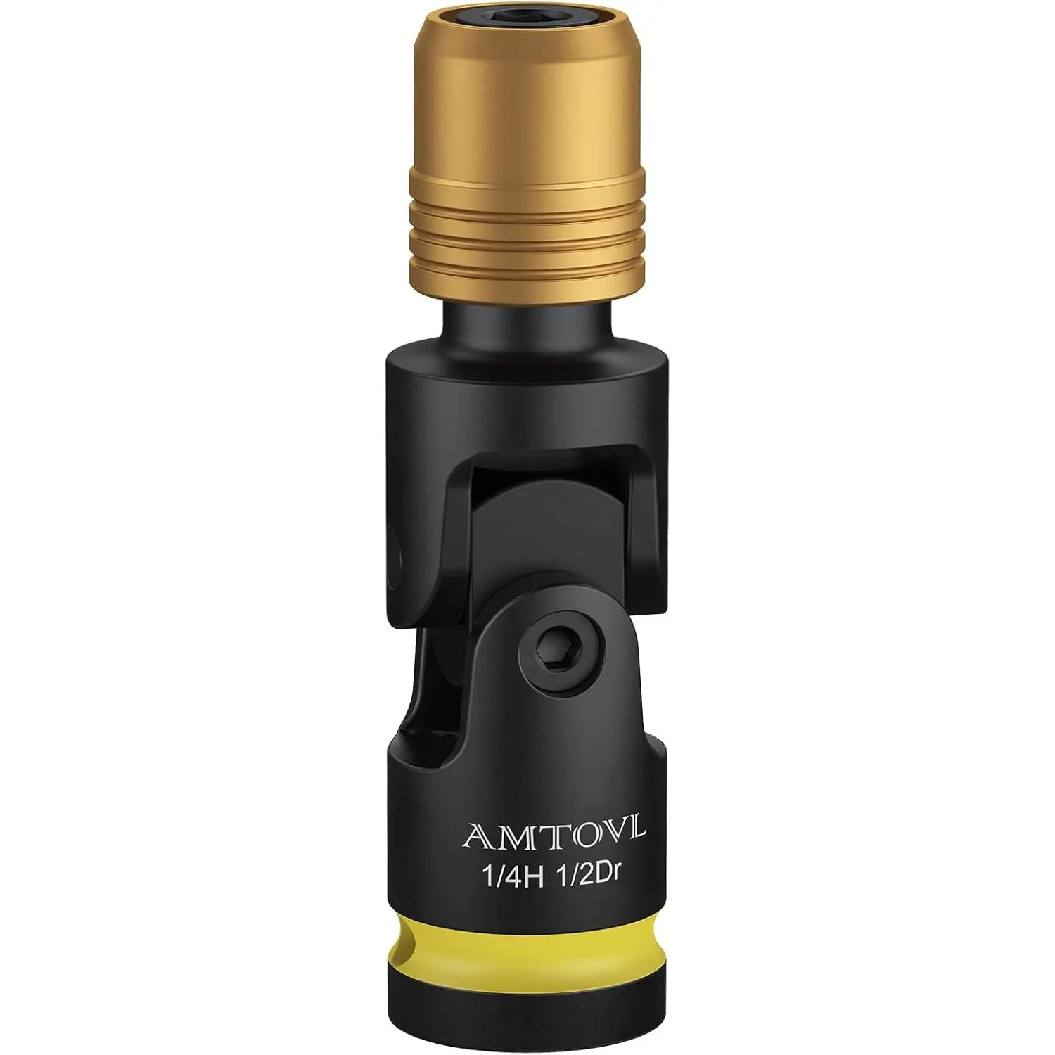 AMTOVL Impact to 1/4 Hex Converter - Universal Joint 1/2 INCH Drive Female to 1/4-Inch Hex Adapter for Ratchet Wrench Drivers, Impact Bit Holders, Quick-Change Chuck
