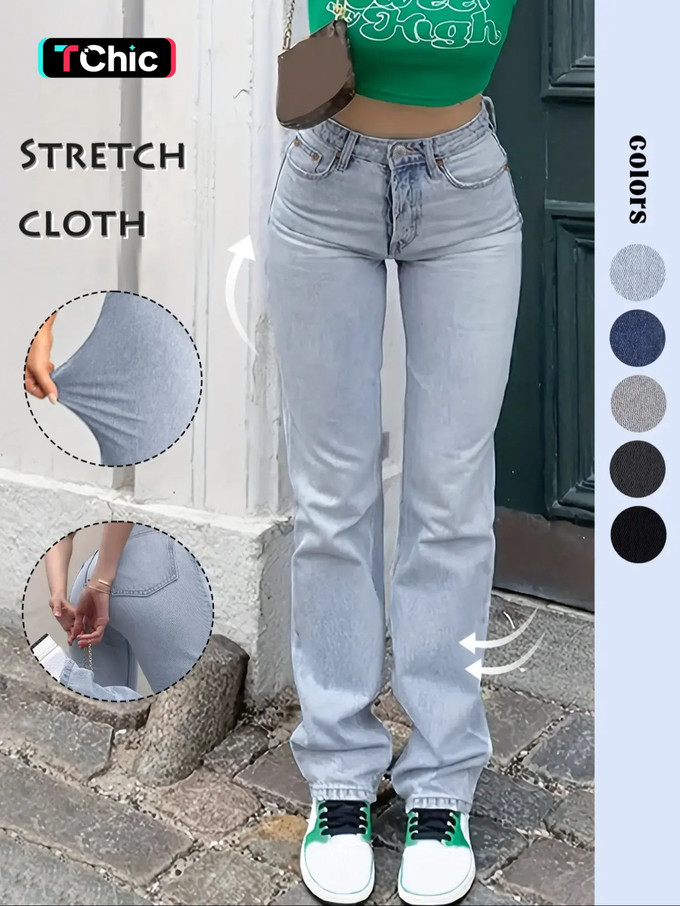 GILIPUR 90s Outfits Y2K Cute Straight Button Jeans Women Stretch Denim High Waist Boyfriend Mom Jeans Blue Wash Pants Casual Trousers Pantalones De Mujer Fashion Casual Denim Pants For Daily Outdoor Wear Streetwear Ladies Bottoms For All Seasons