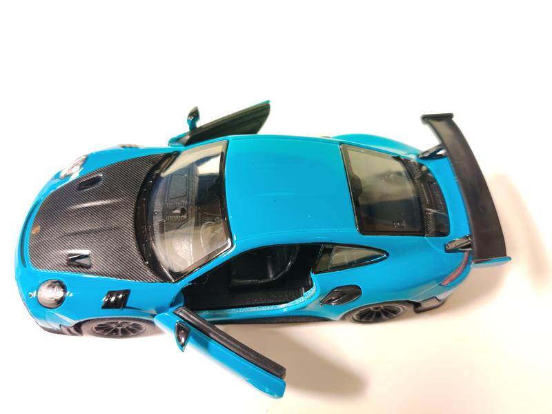 KINSMART 1:36 Scale 5" Porsche 911 GT2 RS Die Cast Model Car Blue with Openable Doors & Pull Back Action Officially Licensed Product