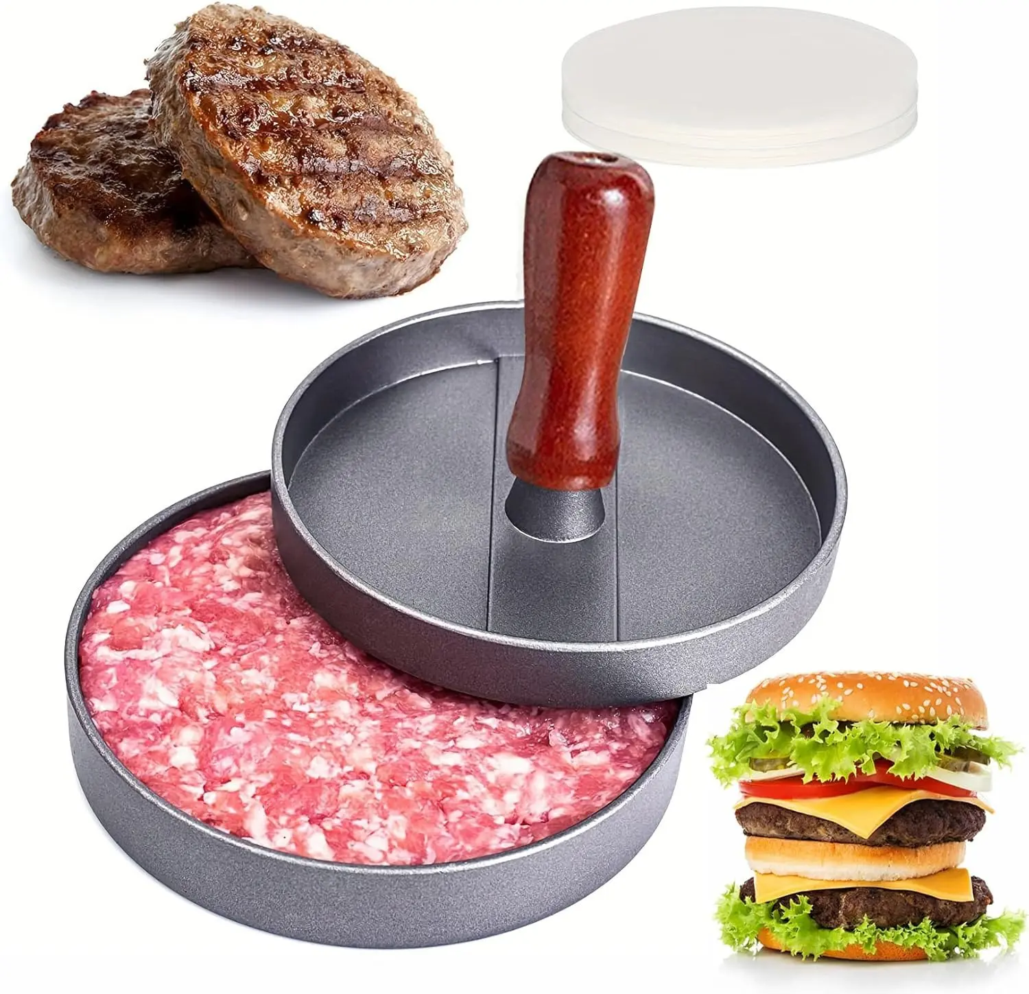 Hamburger Press Patty Maker, Burger Press,Patty Maker,100% Free Patty Papers | Dishwasher Safe | BPA Free, Kitchen Gadgets to Make Patty for Stuffed Slider BBQ Barbecue Grilling