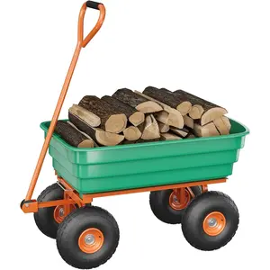 1200 Lb Heavy Duty Garden Dump Cart, Cu.ft. Poly Utility Wagon with Quick-Release Bed, 10" No-Flat All-Terrain Tires and 180 Adjustable Handle