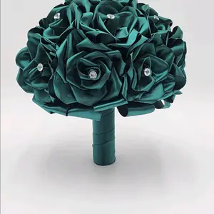 Elegant Handmade Eternal Flower Hunter Green  Quince Bouquet Accessory.