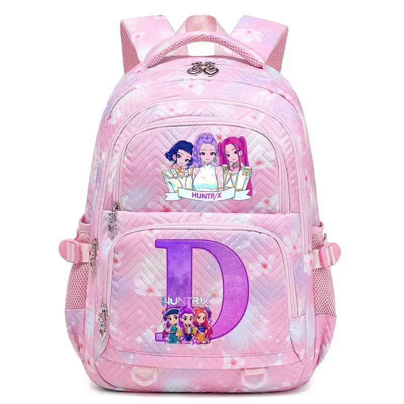 NEW K-POP CARTOON GIRLS BACKPACK, Pink Floral Princess Print Kids School Book Bag, Large Capacity Padded Lightweight Daypack, Relieve Shoulder Pressure, Cute School Travel Backpack Gift For Little Girls