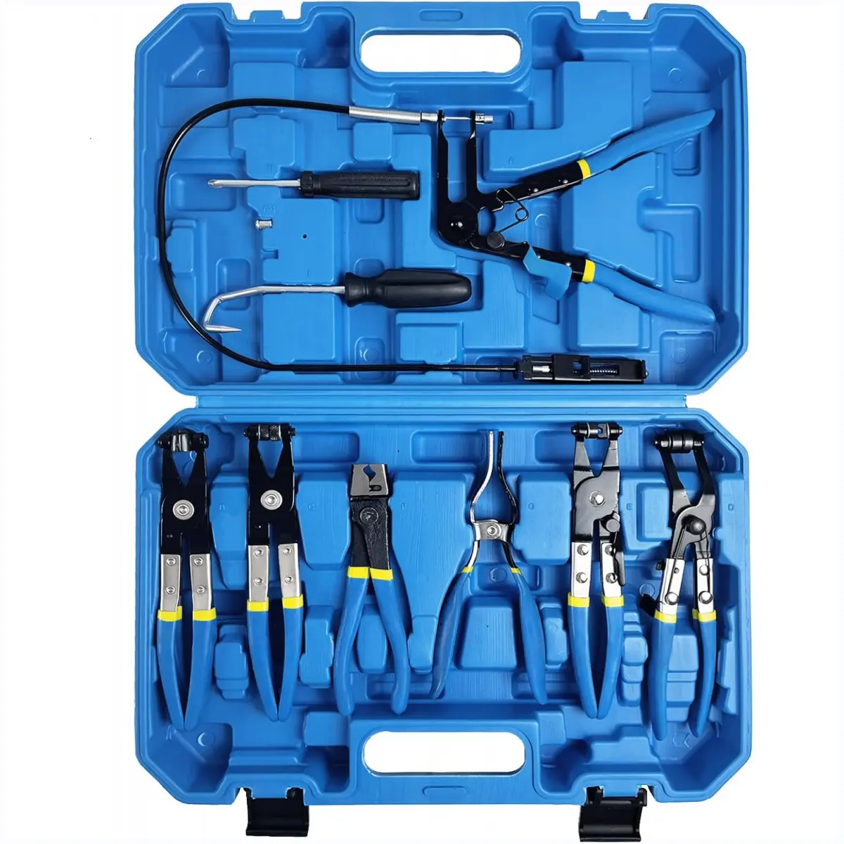 9pcs Long Reach Multi Function Hose Clamp Pliers Set - Automotive Hand Tool for Coolant Radiator, Heater Pipes, Multi Function Pliers