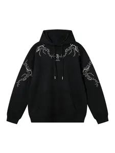 New Fall Thorn Embroidery Long Sleeve Hoodie Sweatshirts for Men, Trendy Fashion Versatile Casual Hooded Jacket, Stylish and Comfortable Outerwear for Daily Wear