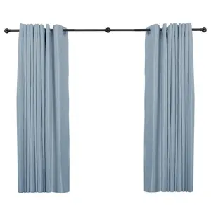 212 MAIN D198Z Metal Wall-Mounted 1-in Industrial Wraparound Curtain Rod & Ceiling Curtain Track, 86"-120" for Windows, Blackout-Compatible, Lightproof, Heavy-Duty, Rustic Matte Black, Indoor Use