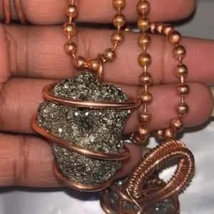 Grade A Chunky Peruvian Pyrite Copper Ball Necklace Chain - Daily Protection, Abundance & Money Attraction, Confidence & Willpower