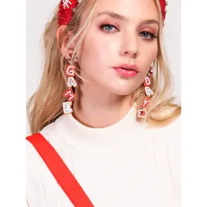 Becky Game Day Letter Beaded Rhinestone Post Earrings