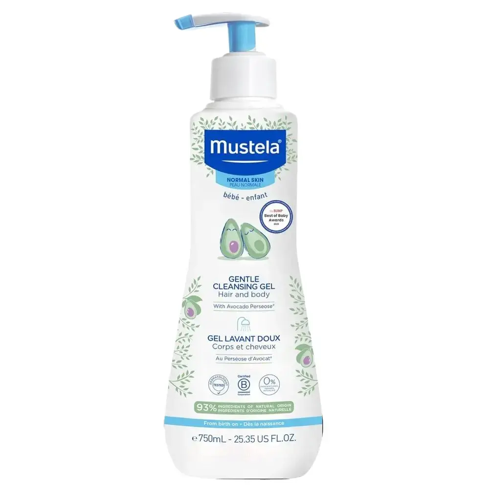 Mustela Baby 750ml Gentle Cleansing Gel - Baby Hair & Body Wash Tear-Free Formula, 25.35 fl oz