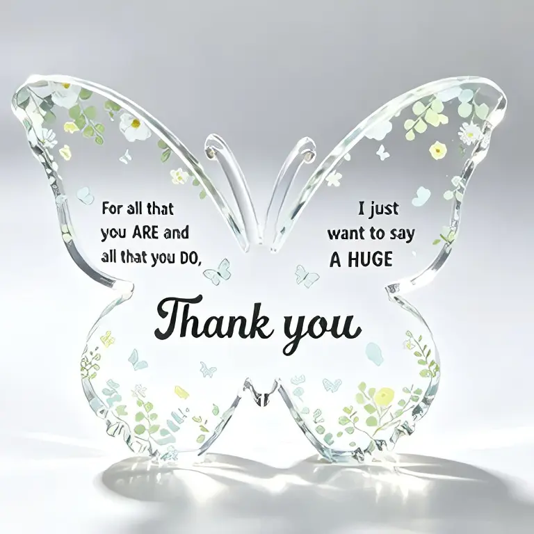 Thank You Butterfly Acrylic Plaque, Appreciation Gifts for Women Coworker Teacher Nurse Friend, Desktop Decor Keepsake Thank You Present for Thanksgiving Christmas