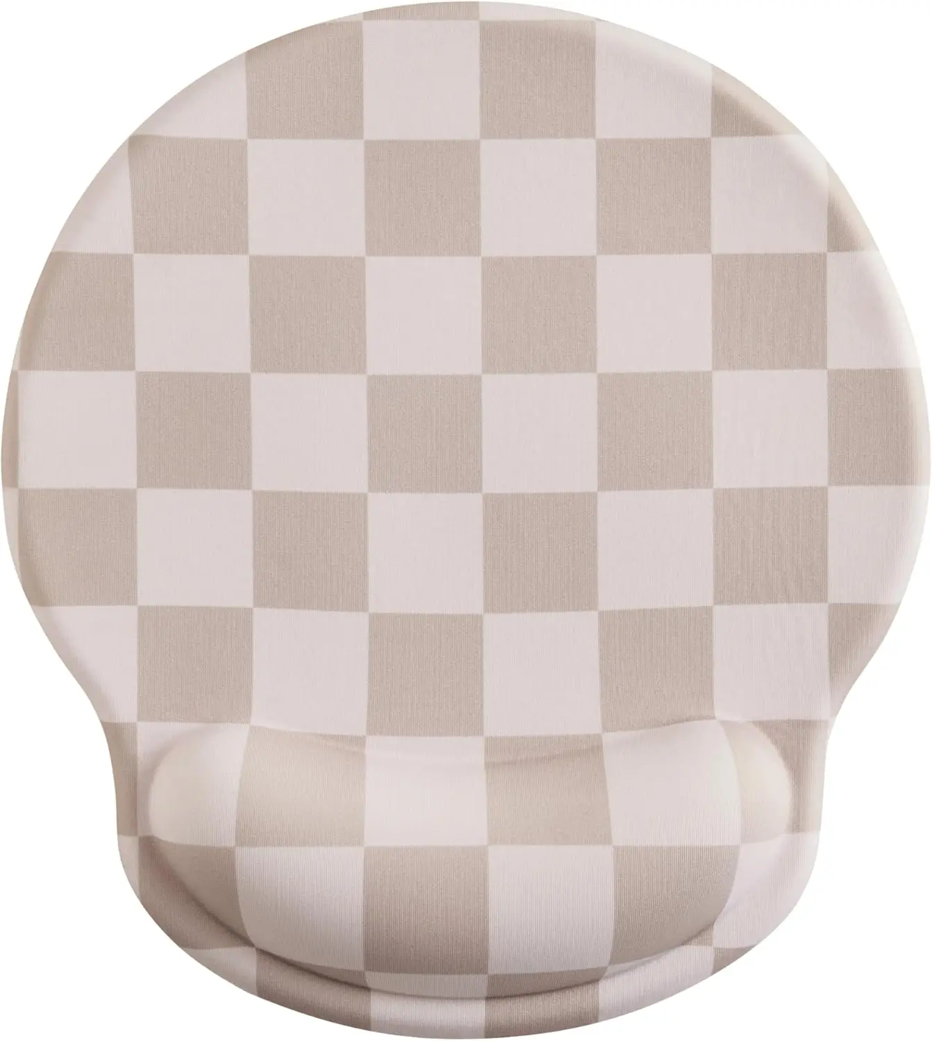 Beige Khaki Checkered  Pad with Gel Wrist Rest, Wrist Support,  Desk Accessories for Women, Office Laptop Gaming Decor, Cute Aesthetic Check Design