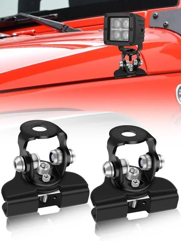 2PCS LED Bar Universal Mounting Bracket Adjustable A-Pillar Hood LED Work Lights Mount Bracket Clamp Holder Without Drilling For Off Road Car Jeep SUV 4x4 ATV UTV