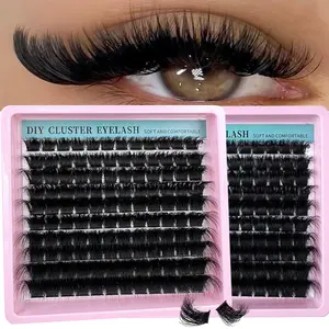 UMIRYAO 200pcs/180pcs/160pcs/140pcs/120pcs 8D Luxury Fluffy DIY Cluster Lashes - 10-20mm Mixed Length Lash Extension 0.07mm Russian D Curl Thick And Reusable Dramatic Lashes Easy For Beginners - 10 Trays (60D/80D/100D/120D/160D/200D Variety Pack)