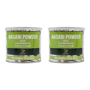 Soeos Premium Wasabi Powder 2 Pack of 8oz, 16 oz in Total, with Real Wasabi, Grade AAA Powder, Sushi Powdered, Root for Sushi, Fresh Bulk Spice Flavor