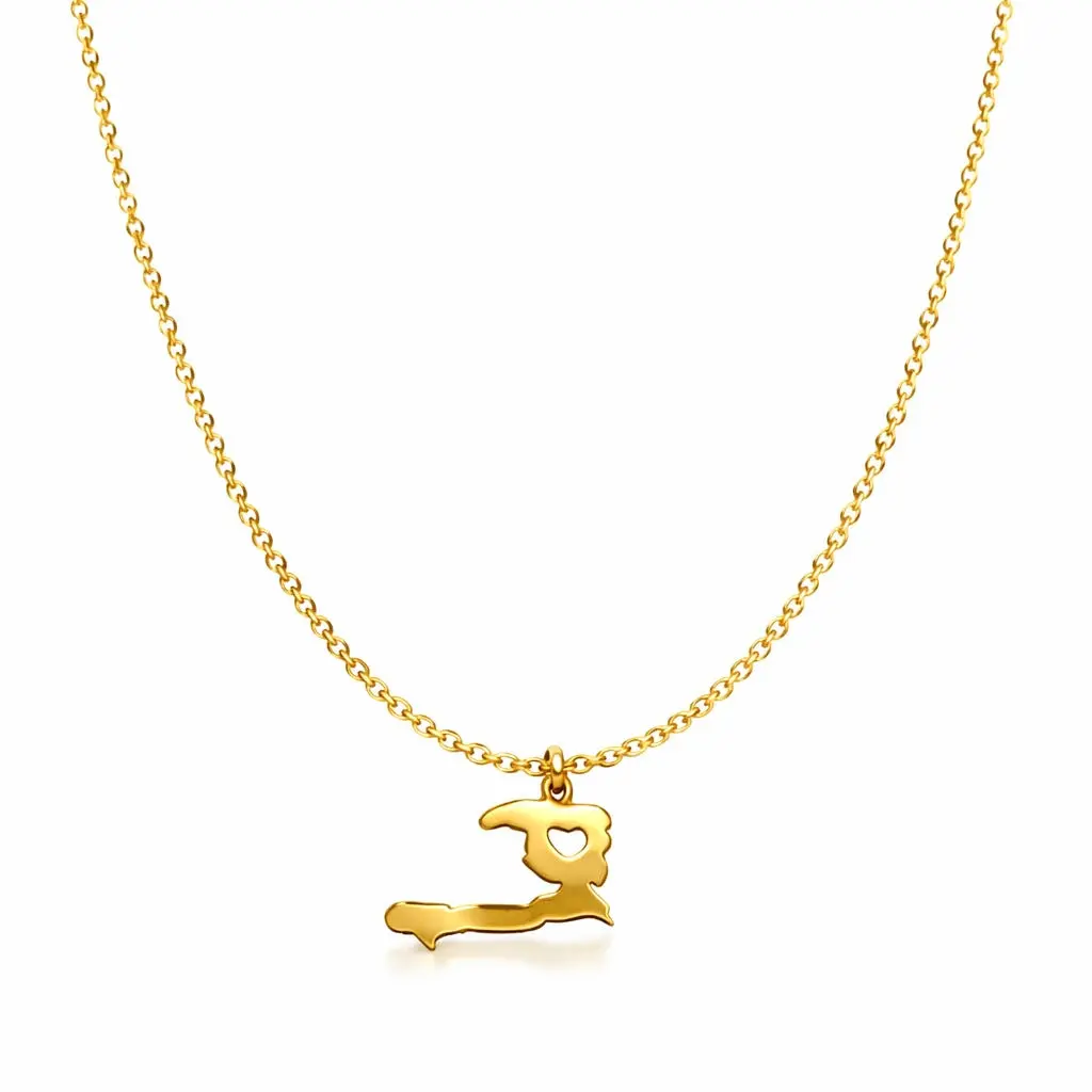 Ayiti Necklace with Gold Pendant, Simple Design, Adjustable Chain