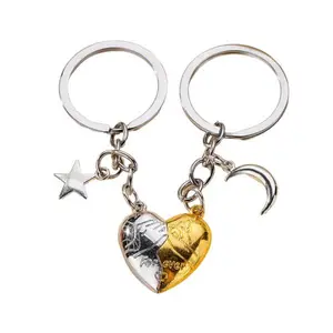 2-Pcs Magnetic Heart Keychain - Forever Love Star and Moon Keychain, Perfect Gift for Couples