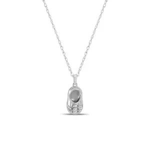 Baby Shoe Necklace with diamonds .25cttw 14k White Gold