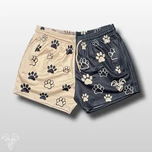 Goat Strength 5” Inseam Mesh Shorts – Split Paw Print Design – Unisex Athletic Workout Shorts with Zipper Pockets