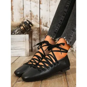 Women's Lace Up Ballet Flats, Casual Comfortable Soft Satin Ballet Shoes for Daily Wear, Ballet Dance Shoes for Women & Girls