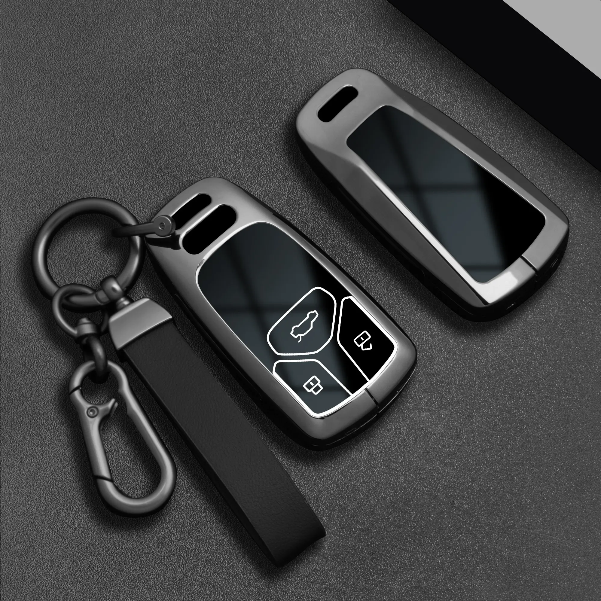 Alloy Car Key Case Cover for Audi A4 B9 A5 A6 8s 8w Q5 Q7 4m S4 S5 S7 Tt Tts Tfsi Rs, Protector Shell Fob Accessories, Car Key Accessory