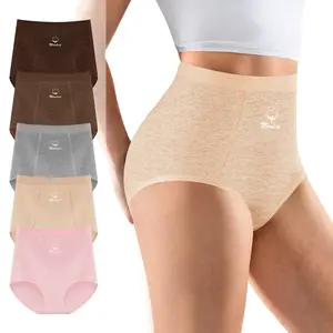 【Cotton 】Morelect 5 Pcs High Waisted Cotton Underwear for Women, Buttery Soft Breathable Lightweight, Morelect Logo Everyday Comfort, Summer Bikini Panties,mothersdaygift.