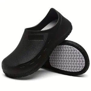 Men's Chef Slip-On Clogs for Indoor and Outdoor Use Non-Slip Lightweight Comfortable with Cushioned Insole Breathable Mesh Durable EVA Upper Rubber Sole for Kitchen Restaurant Garden Office Beach