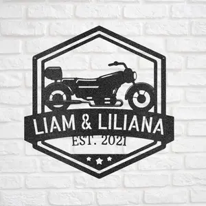 Motorcycle Sign - Personalized Metal Sign - Bike Plaque Monogram - Biker Couple - Gift for Biker, Gift for Rider