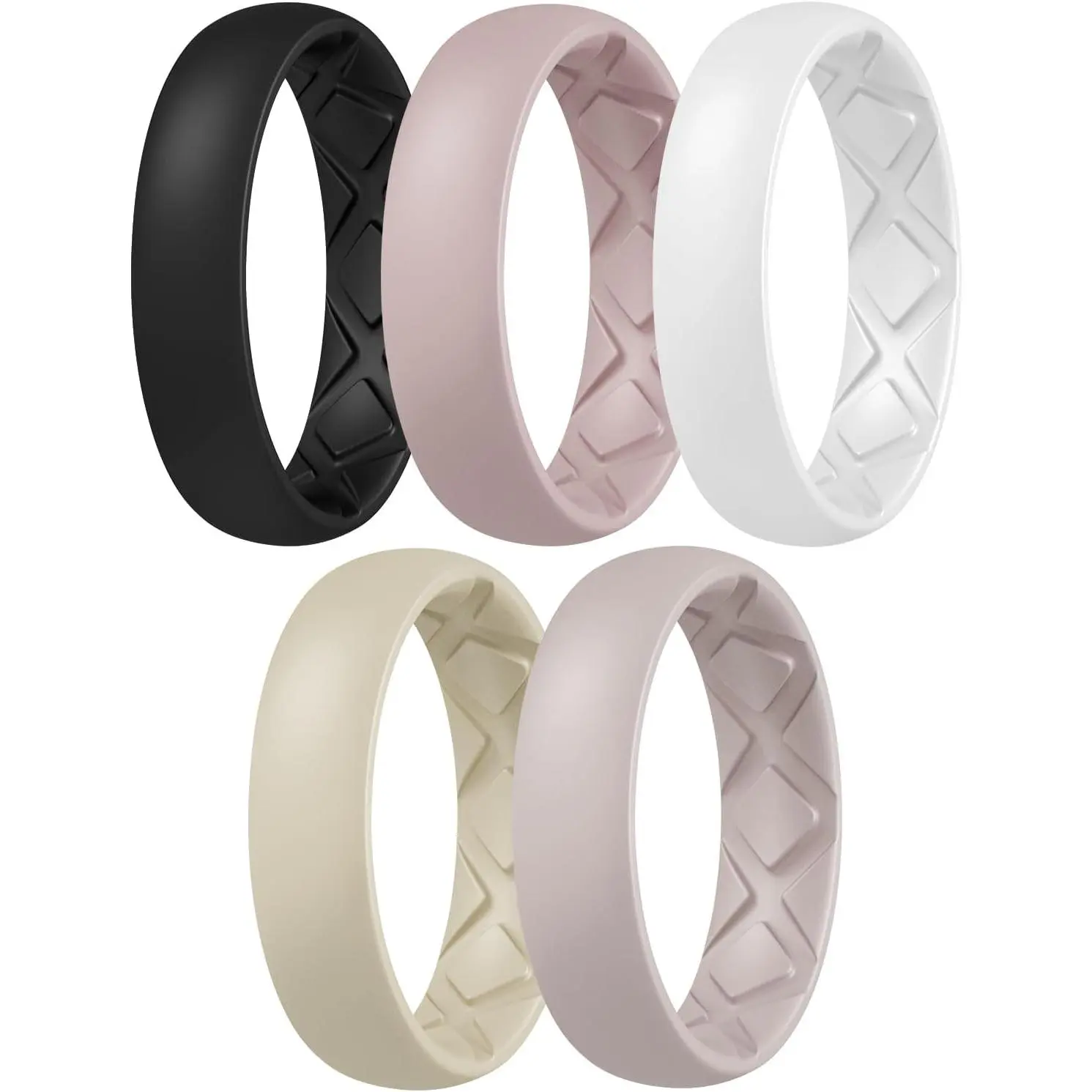 Women's 5.5mm Silicone Wedding Band in Trendy Colors, Breathable and Ergonomic Flexible Ring for Lifting and Workouts, Ideal Anniversary or Christmas Gift, Labor Day, Strength Training, Birthday, Rubber Rings, Rings For Women, Airflow