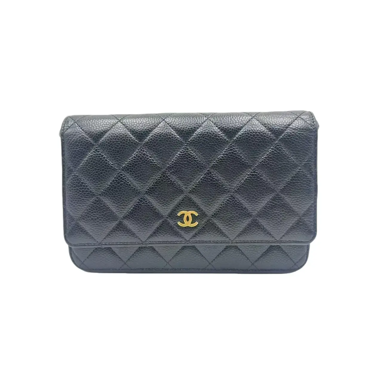 Pre-owned CHANEL HZ8 Woc Bag – Black & Gold, Caviar Leather (Grained Calfskin), 2023 Microchip Version 02549