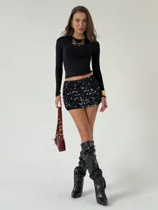 Women's Party & Music Festival Low Waist Sequin Bodycon Mini Skirt