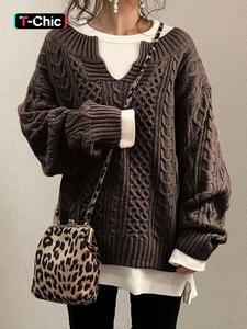 women's textured drop shoulder notched sweater, casual long sleeve jumper for fall, fashion style women's clothing for daily wear, please purchase one size smaller, downtown girl clothes