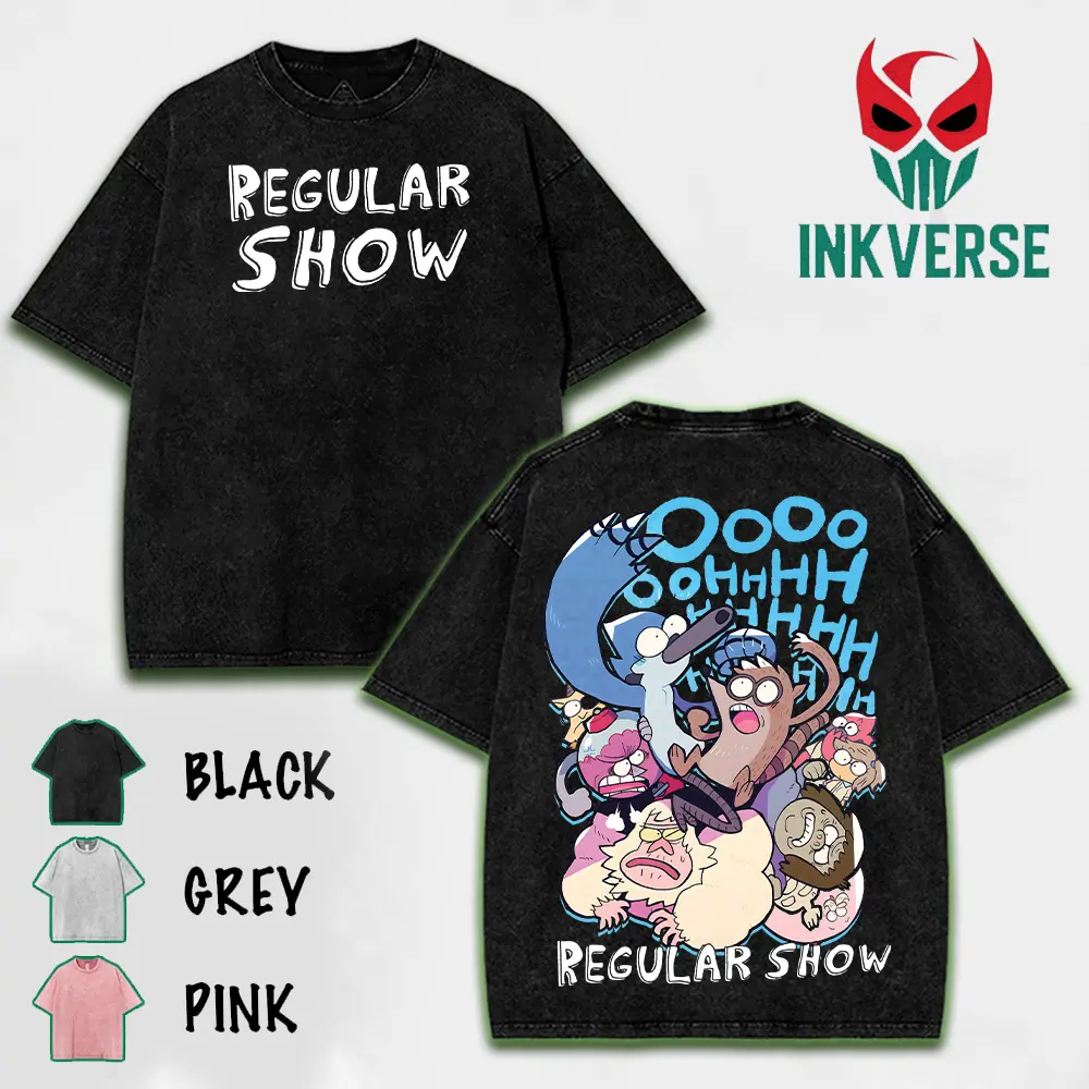 Regular Show Cartoon Series Double Sided Washed T-shirt Hoodie Sweatshirt Tank top - Premium 100% Cotton Apparel | Cartoon Film Streetwear graphic tee merch unisex top