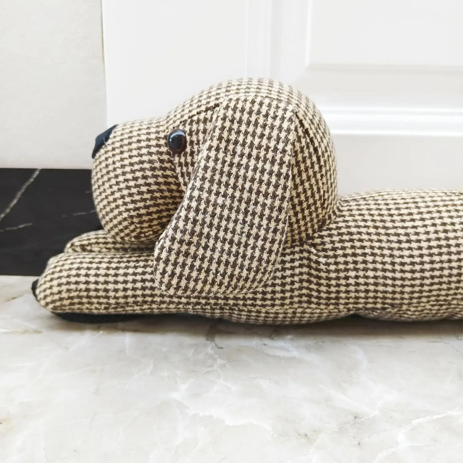 Animal Fabric Under Door Draft Stopper Weather Stripping Sound Proof Bottom Seal Heavy Duty Reduce Noise (Plaid Dog)
