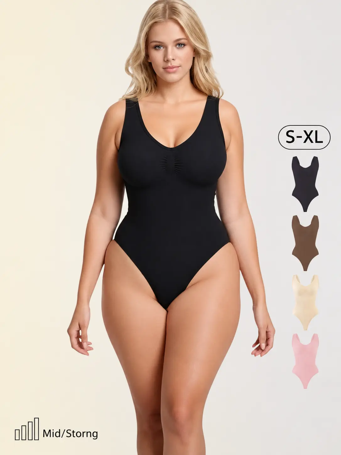 Women’s Seamless V-Neck Shaper Jumpsuit - Sleeveless Corset Bodysuit, No Padding Invisible Shapewear for Wedding, Chinese New Year, Valentine’s Day, Basics, Natural Look, Ribbed Dusty Rose Compression Womenswear, Valentines Day, Elastane