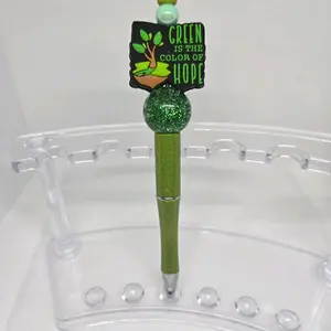 Green is the Color of Hope with Tree Bling and Beaded Pen Black Ink ideal gift