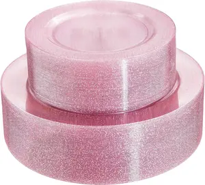 120pcs Pink Plastic Plates Disposable - Clear Pink Glitter Plates for Valentine's Day/Wedding including 60PCS Dinner Plates 10.25inch and 60PCS