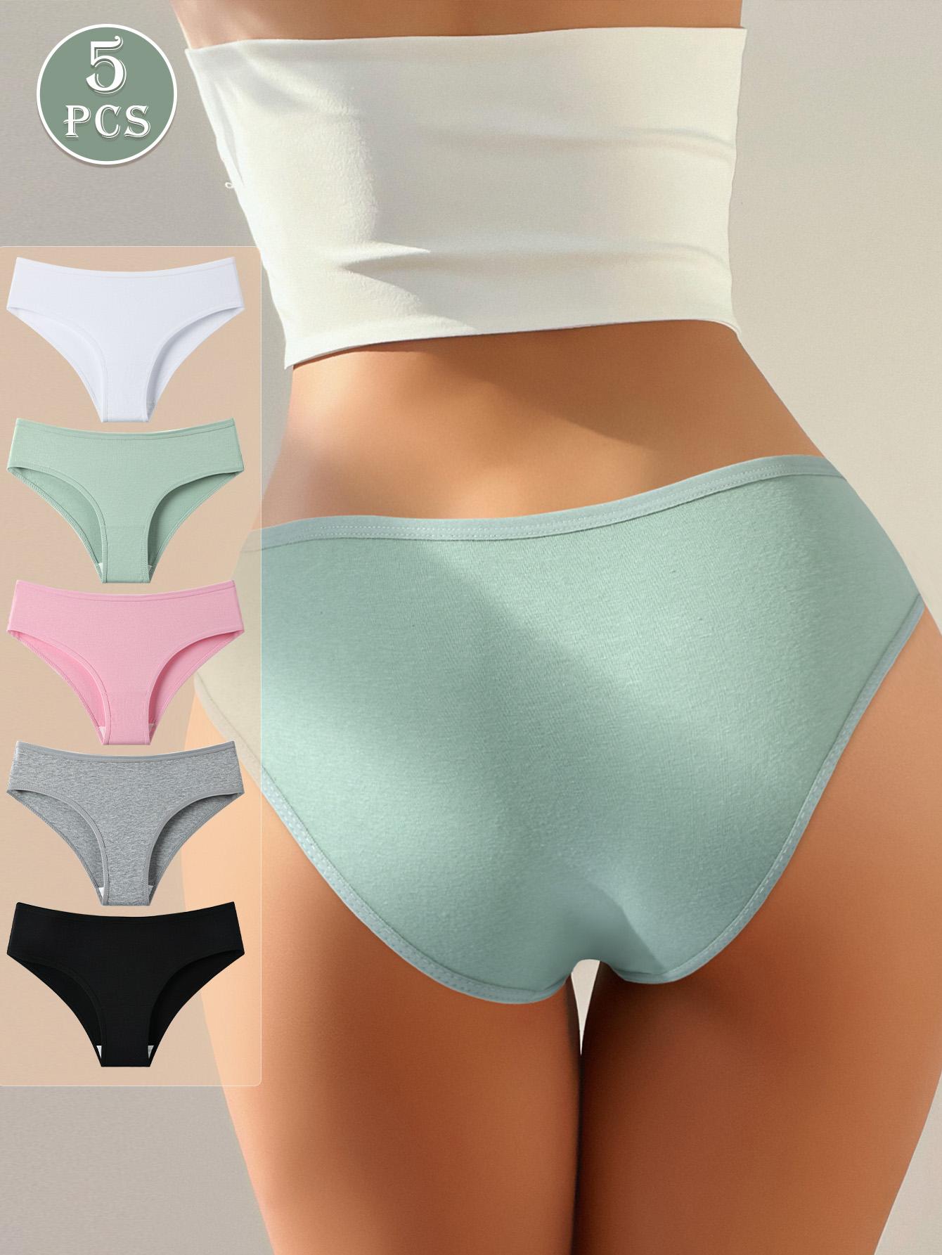 HOTCOM Women's Cotton Panties 5-Pack – Soft Breathable Briefs, Comfortable Everyday Underwear, Assorted Colors