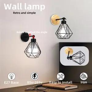 Modern Minimalist LED Wall Light, Nordic Iron Art Diamond Wall Lamp, Creative Bedside Staircase Hallway Light E27 Socket No Bulb Included