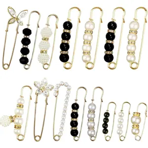 15 Pieces Pearl Brooch Safety Pins, Pant Waist Tightener Pins for Clothes Sweater Shawl Collar Dress Cardigan Shirt Jeans Decoration Accessories for Women Girls(Fashion)
