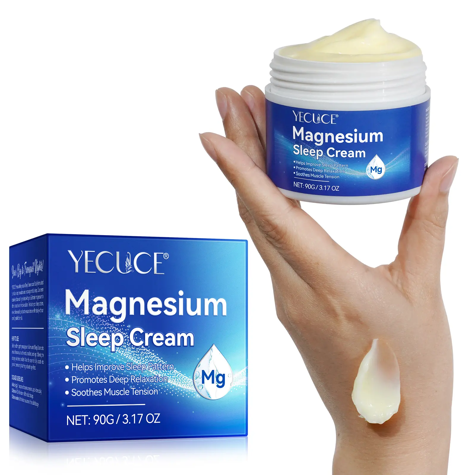 Yecuce Topical Magnesium Lotion - 90g Hydrating Body Moisturizer with Coconut Oil, Shea Butter, Hyaluronic Acid, Essential Oils for Relaxation Support (Single Item), Body Care, Chamomile Essential Oils campingessentials