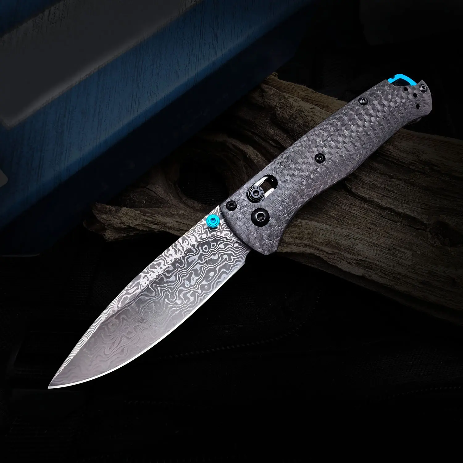 Damascus steel, carbon fiber handle folding knife, high-end folding blade, CNC precision grinding sharp blade, EDC survival tool, suitable for hiking, collecting, camping and fishing, men's holiday gift, a great gift for gifting