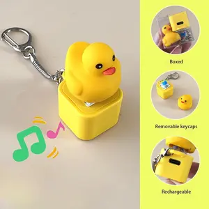 Duck Quacking Keychain & Cat Meowing Keychain, Funny Quacking Duck Hat Keychain, USB Rechargeable Sensory Button Quacking Duck Toy Keychain,Gift for children,Fun toys 2025