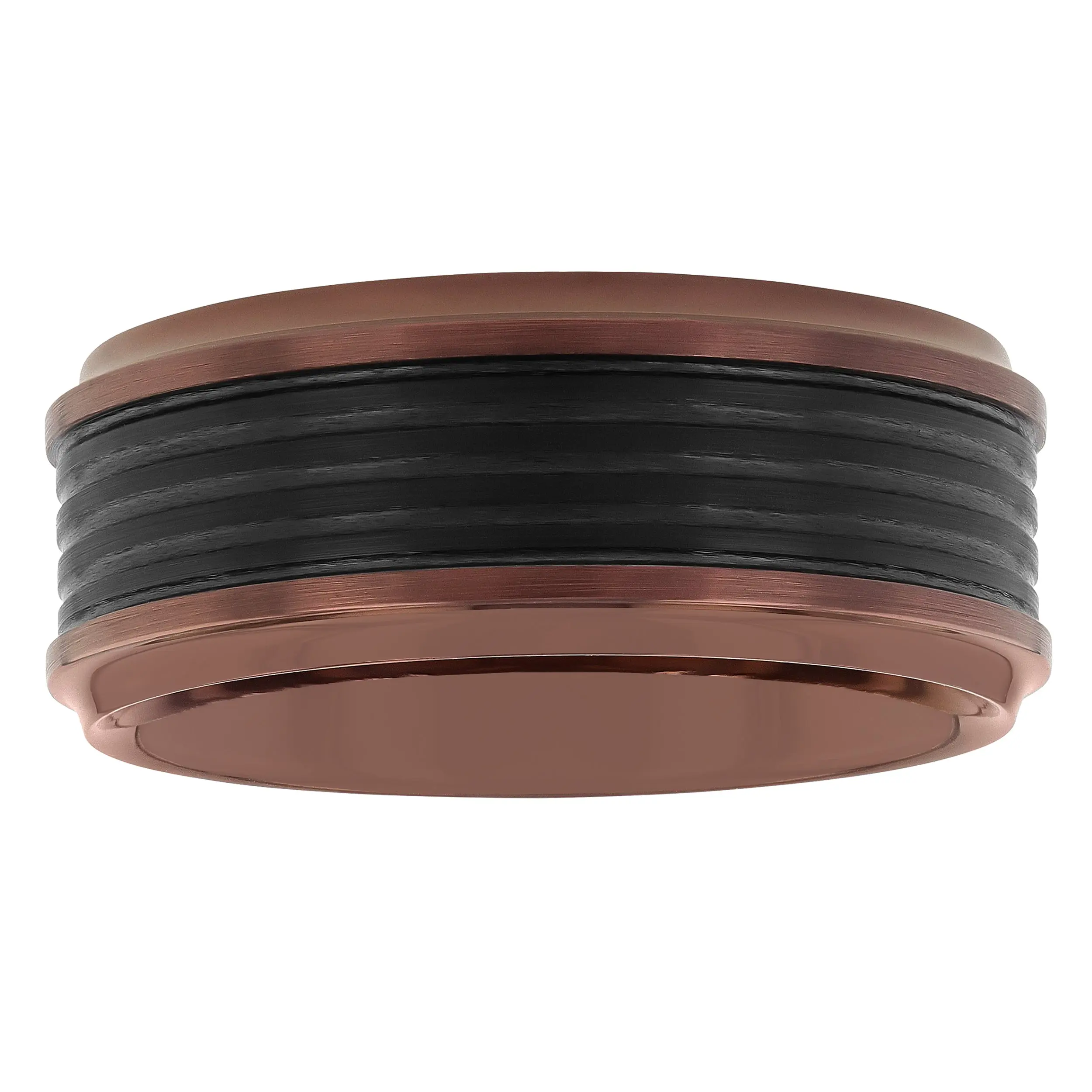 Men's Tantalum Carbide Grooved Center Band - Rose & Black