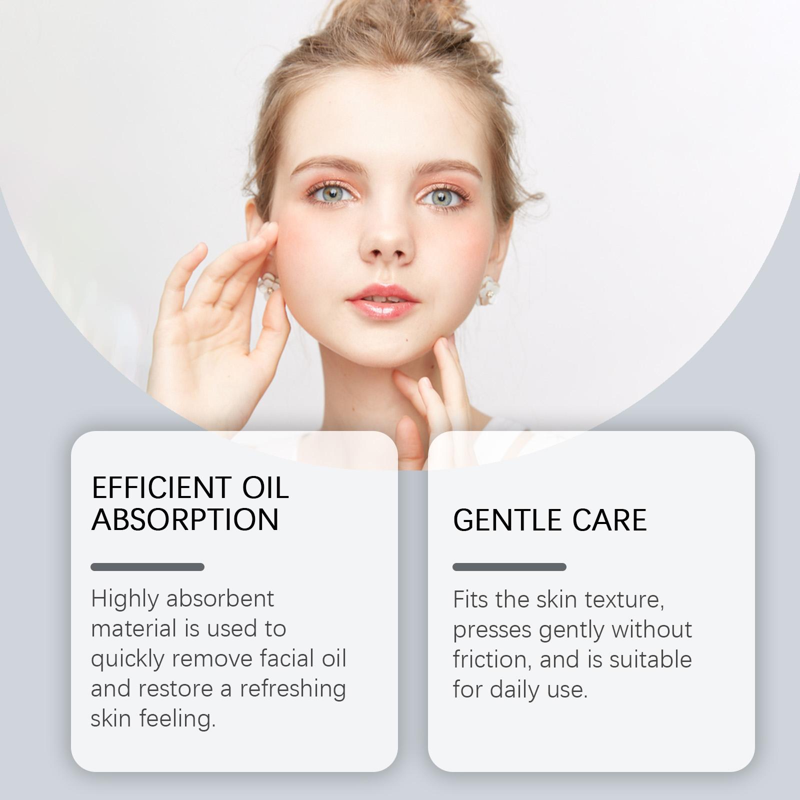 Natural Bamboo Charcoal Oil Absorbing Tissues, Facial Oil Blotting Papers, Refreshing Oil Control, Anti-Shine, Soft and Portable for Daily Use