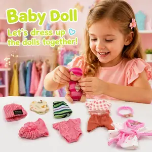 6Pcs Cute Sleeping Dolls in Mixed Colors Fashion Outfits Enchanted Princess Doll Gift Set- Ideal for Birthday, Halloween, Christmas & Easter, Includes Pink Knitted Outfit & Accessories, Celebration Plastic Fashion Dolls Accessories for Boys & Girls