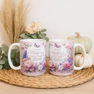 Mother’s Day Floral Ceramic Mug - Mama Flower Butterfly Coffee Cup , 11Oz 15Oz Mug For Mom , Cute Mother’s Day Gift , Birthday Gift For Mom , Daily Coffee Tea Mug Funny Ceramic Coffee Cup, Sarcastic Humor Drinkware