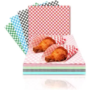1000 count 12" x 12" -Resistant Deli Wax Paper Sheets, -Grade Basket Liners & Sandwich Wraps for Burgers, Hot Dogs, BBQ, Picnic (4 Colors, 12" x 12")