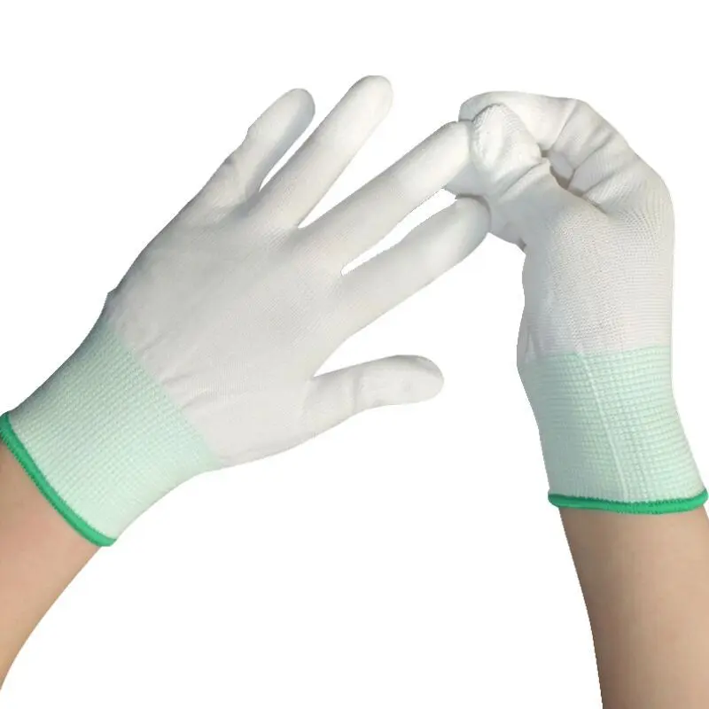 Adult White PU-Coated Sports Gloves - 10 Pairs, Stretchable, Anti-Static, Dust-Free for Sports or Electronics Work, Free Size, Adults, One Size, Pu Coating