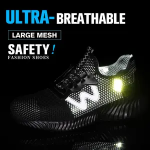 Men's Steel - Toe Sports Non - Slip Work Shoes, Ultra - Breathable, Mesh & Leather Upper, Anti - Smashing/Anti - Piercing/Shock - Absorbing/Wear - Resistant. Footwear, Father's Day Gift. Closed Blcak