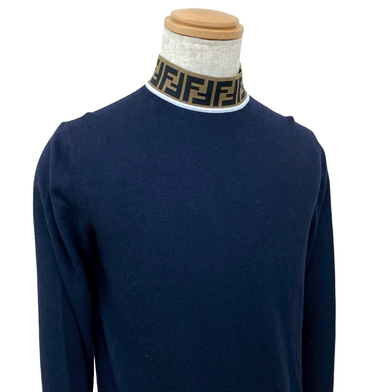 Pre-owned FENDI Wool Small Leather Goods Nylon Turtleneck Sweater